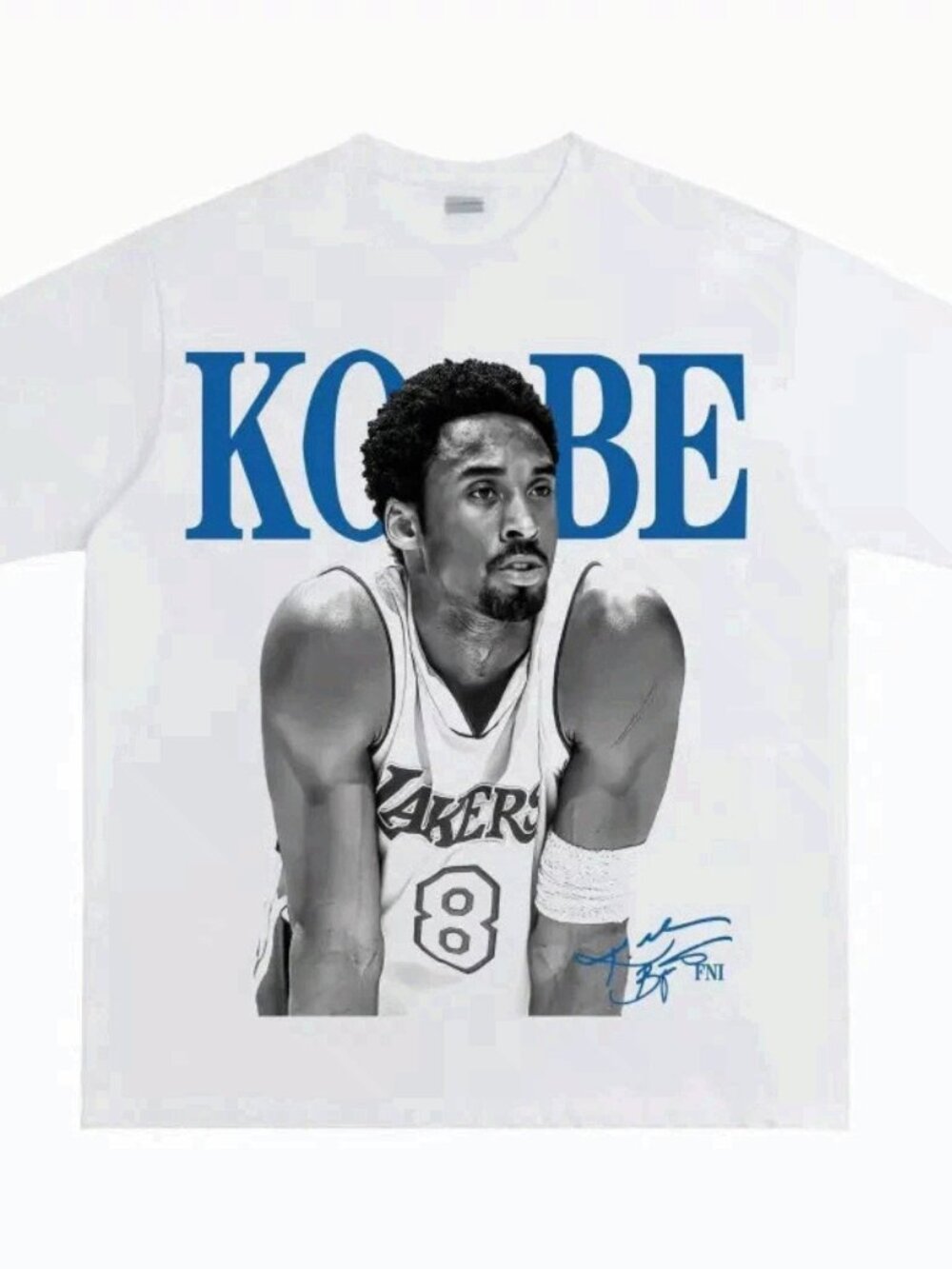 Kobe Bryant Lakers Number 8 Vintage Bootleg Graphic White T-Shirt